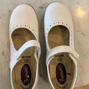 FootMates White Leather Mary Jane School Shoes
